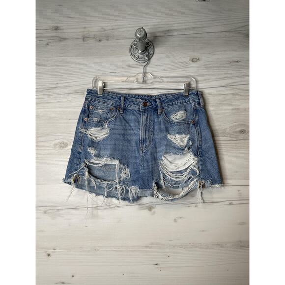 American Eagle Shorts Womens 6 Tomgirl Distressed Denim High Rise Ripped Jean - Picture 1 of 13